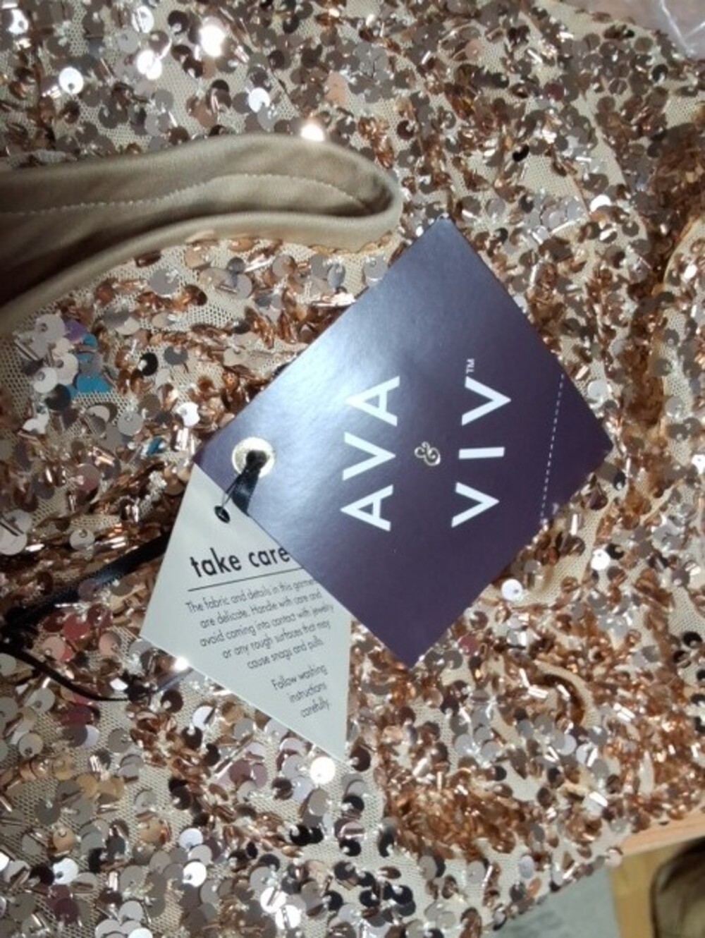 Ava & Viv Rose Gold Sequin Midi Skirt XXL - Picture 3 of 3